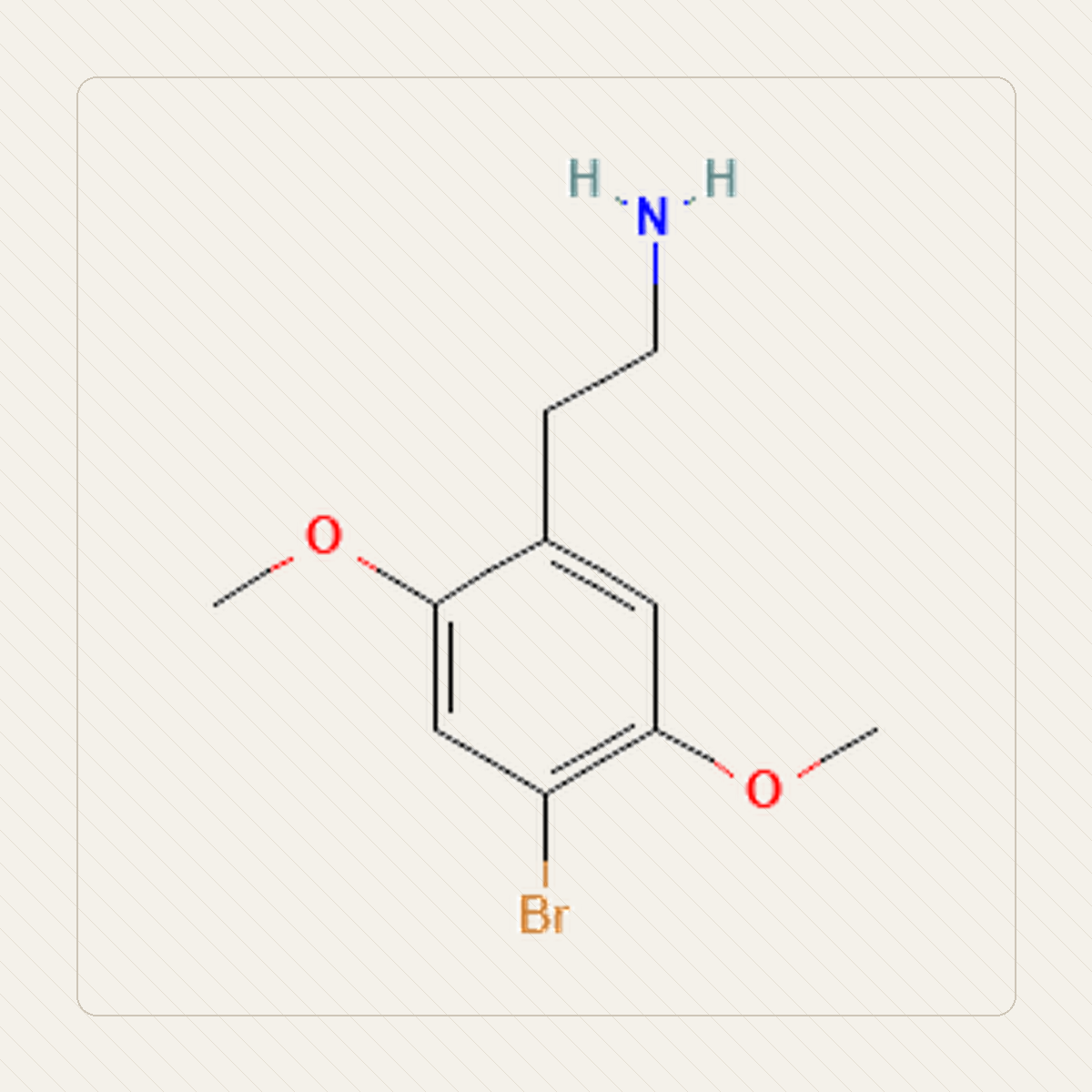 2C-B, учебная иллюстрация молекулярной структуры