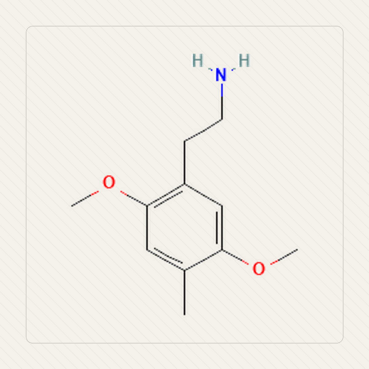 2C-D, учебная иллюстрация молекулярной структуры