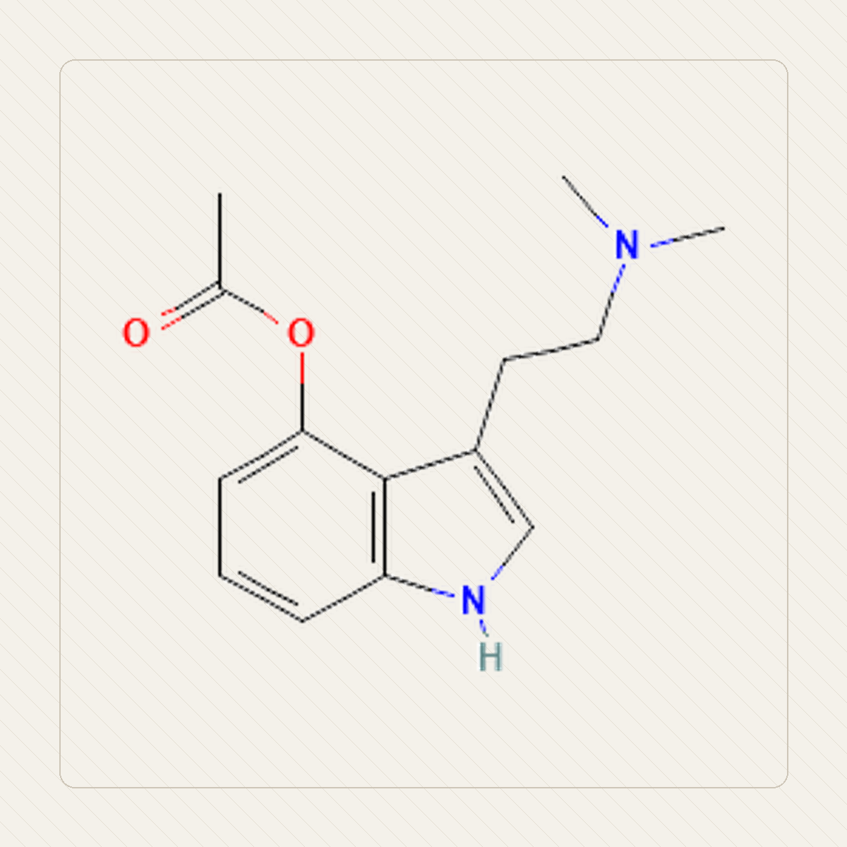 4-AcO-DMT, учебная иллюстрация молекулярной структуры