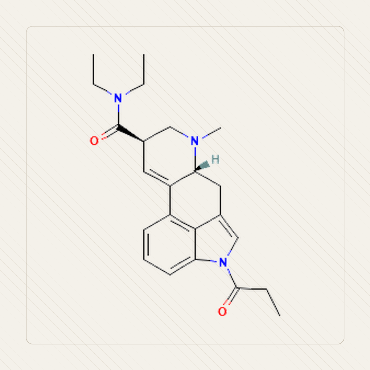 1P-LSD, учебная иллюстрация молекулярной структуры
