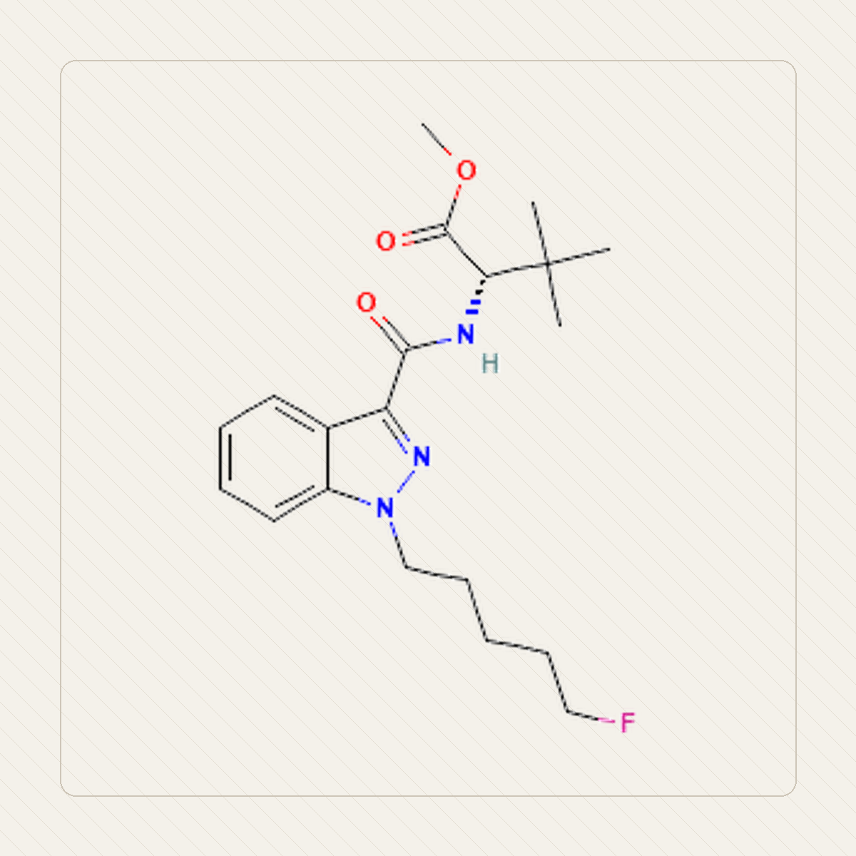 5F-MDMB-PINACA 5F-ADB, учебная иллюстрация молекулярной структуры